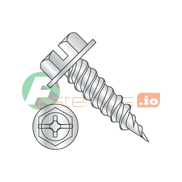 Newport Fasteners Sheet Metal Screw, #10 x 1-1/4 in, Zinc Plated Steel Flange Hex Head 3000 PK 581577 - main